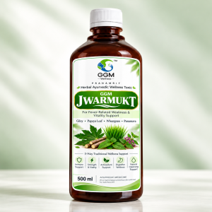 GGM JwarMukt Ayurvedic Herbal Wellness Tonic with Giloy, Papaya Leaf, Wheatgrass & Punarnava – 500 ml